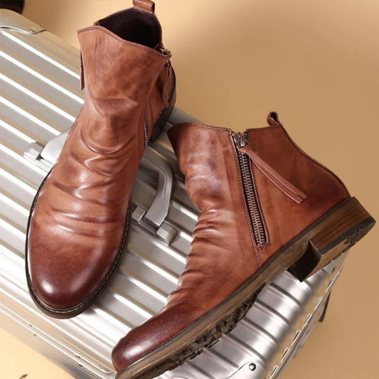 Daniel | Leather Side Zip Ankle Boots