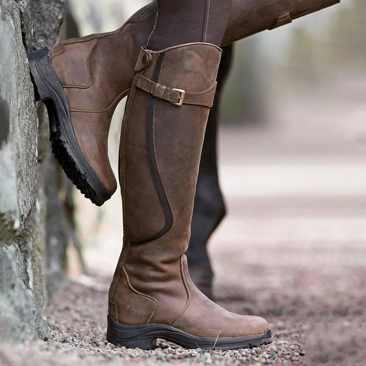 Malora - Brown Leather Waterproof Equestrian Riding Boots - Durable & Stylish