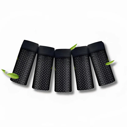 Men's moisture-wicking mesh boxer briefs in a variety pack, displayed in electric blue color and neatly arranged in a rectangle format.