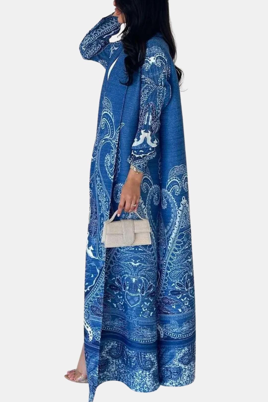 Aysha - Vintage Print Open Front Abaya