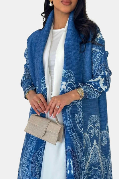 Aysha - Vintage Print Open Front Abaya