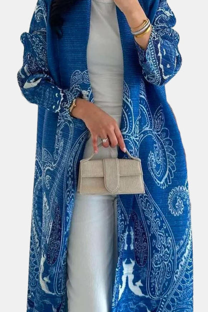 Aysha - Vintage Print Open Front Abaya