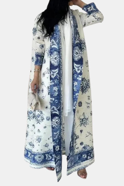 Aysha - Vintage Print Open Front Abaya