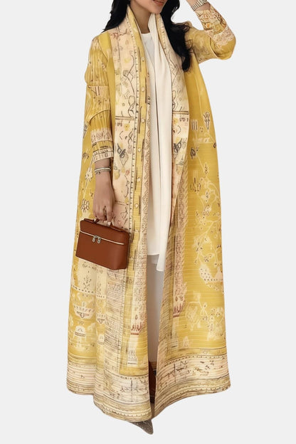 Aysha - Vintage Print Open Front Abaya