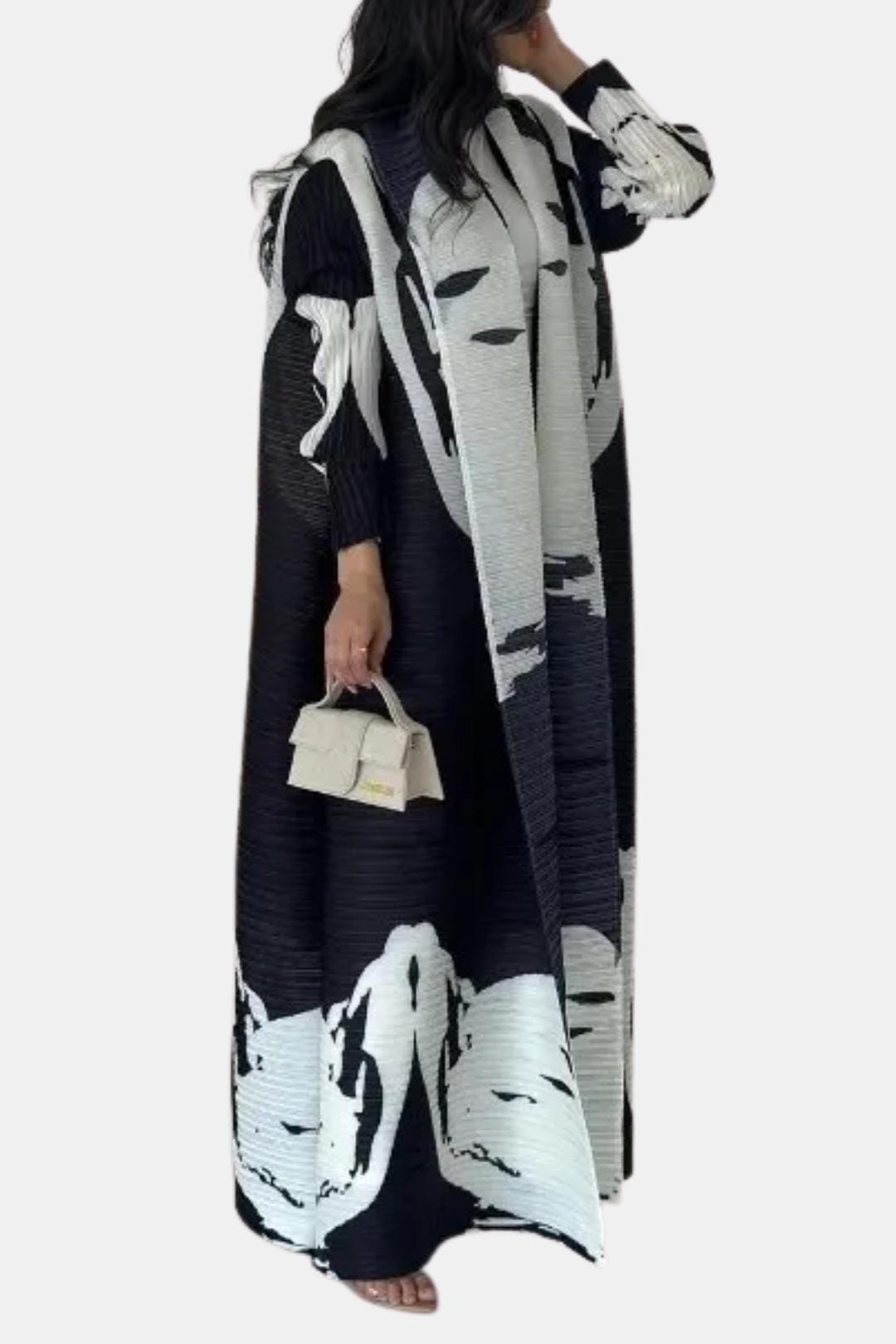 Aysha - Vintage Print Open Front Abaya