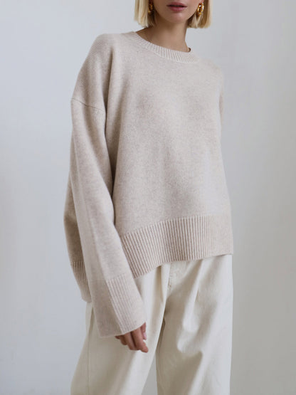 Women’s Oversized Crewneck Knit Sweater – Cozy Casual Top