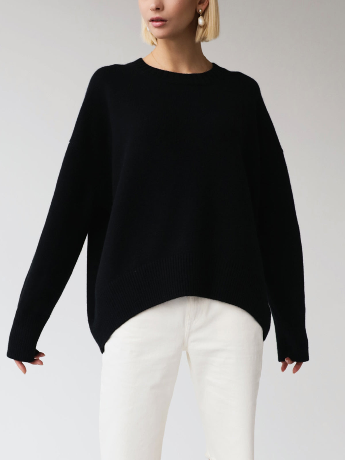 Women’s Oversized Crewneck Knit Sweater – Cozy Casual Top