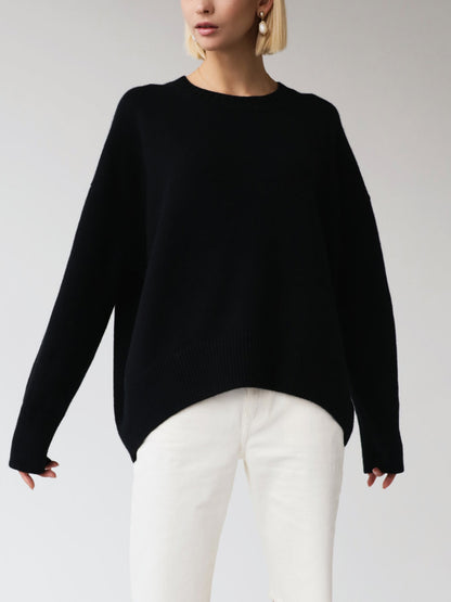 Women’s Oversized Crewneck Knit Sweater – Cozy Casual Top