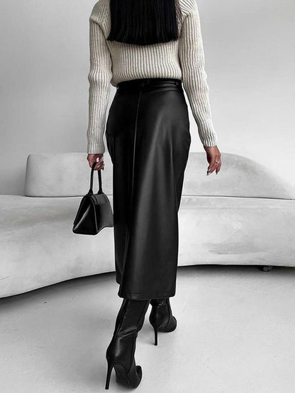 Women's High-Slit Elegant Midi Skirt