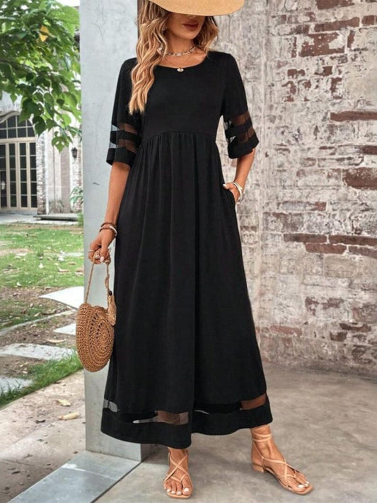 Isabellure – Sheer Panel Maxi Dress Women