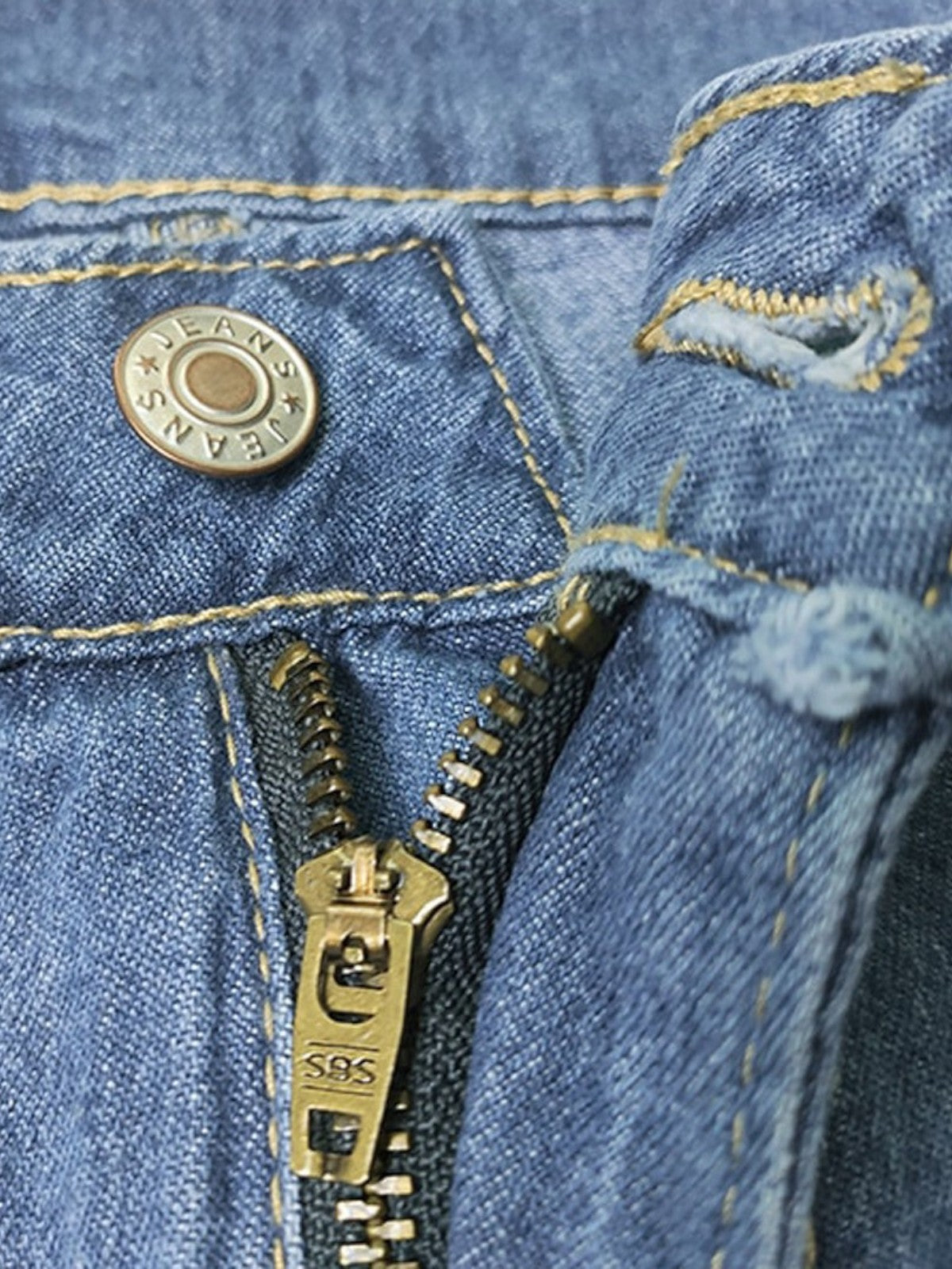 Hochbund-Jeans mit weitem Bein aus Denim