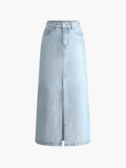 Mirevna – Women’s High Waisted Denim Skirt