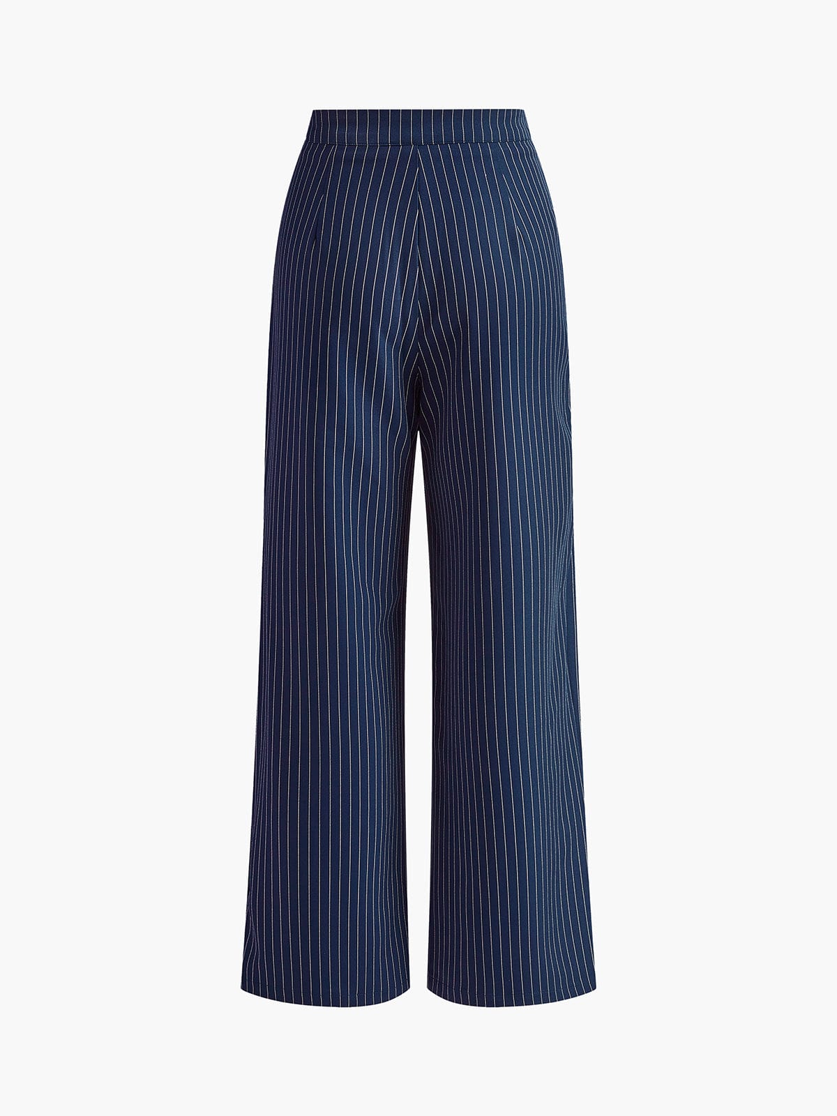 Eloise - Striped High Waisted Wide Leg Trousers In Blue