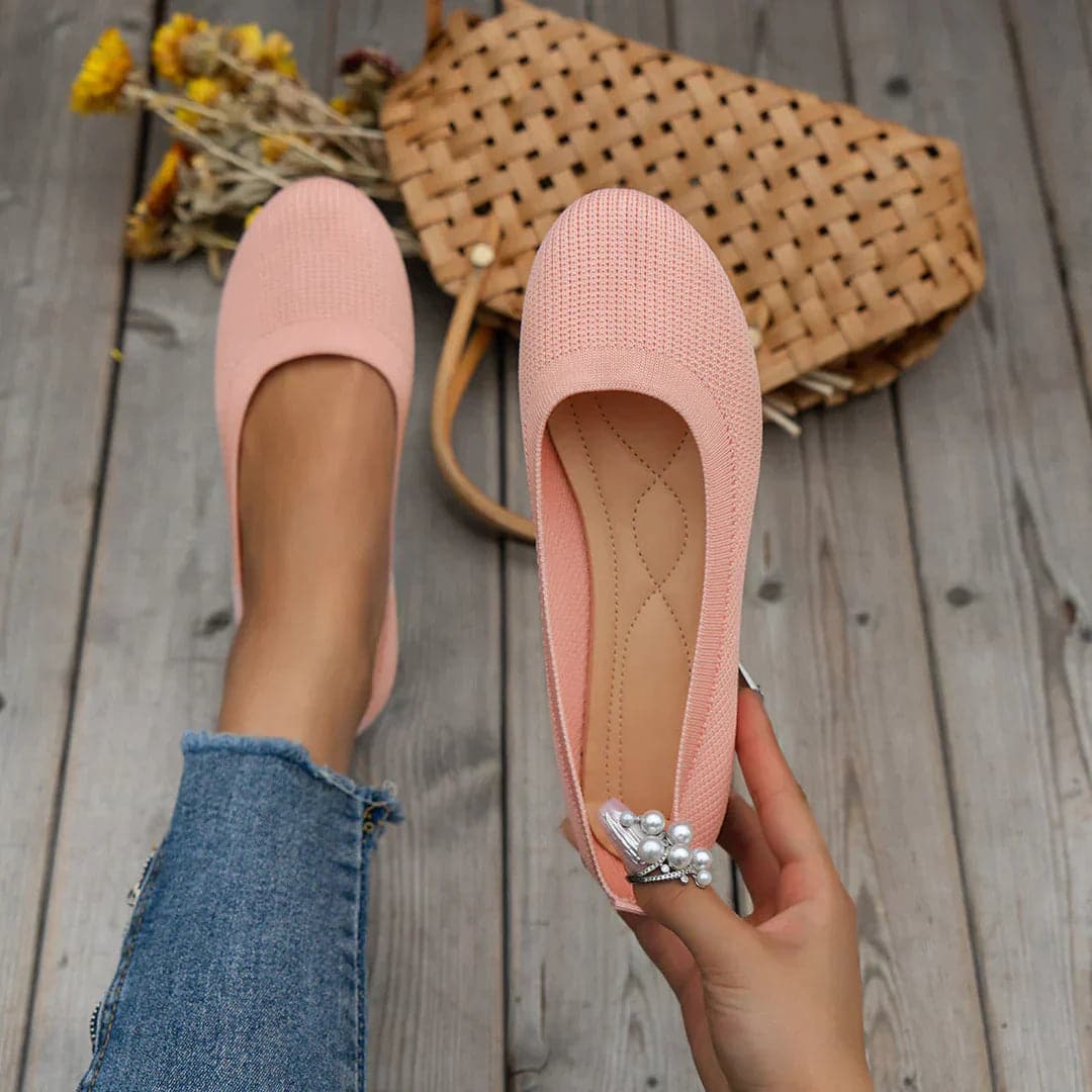 Women's Ballerina Shoes - Breathable Knit - Flat Comfortable Fit - Elegant Everyday