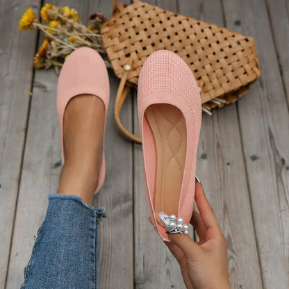 Women's Ballerina Shoes - Breathable Knit - Flat Comfortable Fit - Elegant Everyday