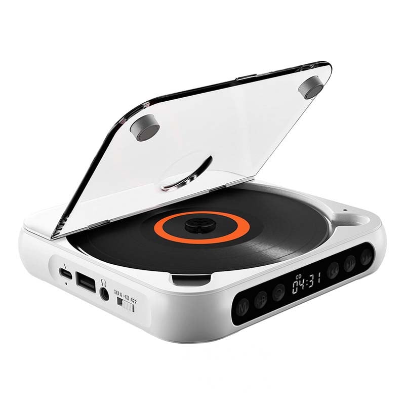 MEELANO Bærbar CD-afspiller med Bluetooth, Fremragende Lydkvalitet og Kompakt Letvægt Hvid
