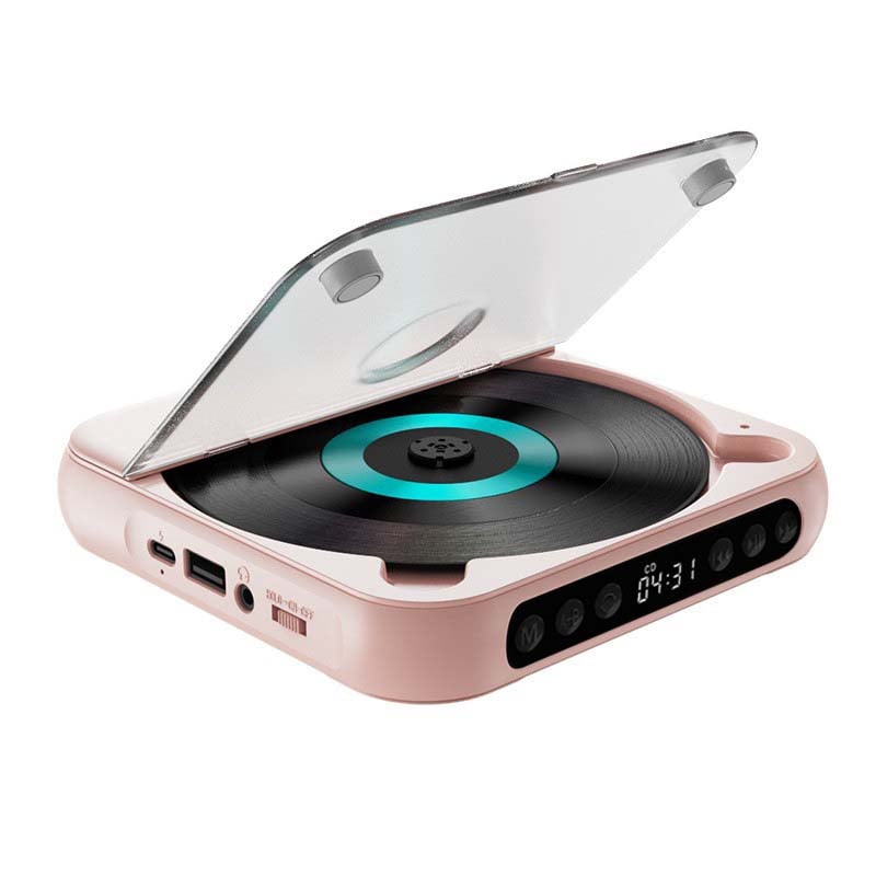MEELANO Bærbar CD-afspiller med Bluetooth, Fremragende Lydkvalitet og Kompakt Letvægt Lyserød
