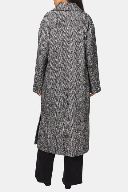 Bailey – Collared Herringbone Maxi Coat