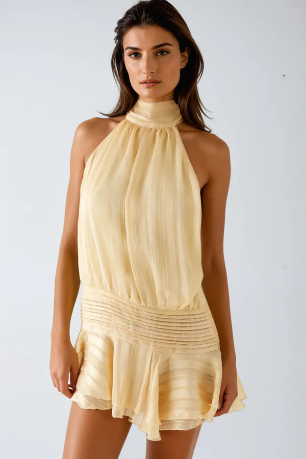 Elegant Halter Neck Mini Dress