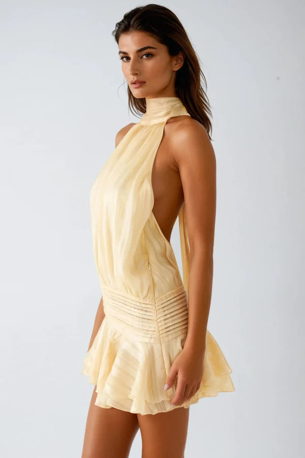 Elegant Halter Neck Mini Dress