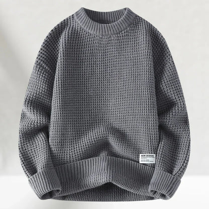 Men's Merino Wool Knit Jumper Loose Fit Crew Neck Pullover Sweater