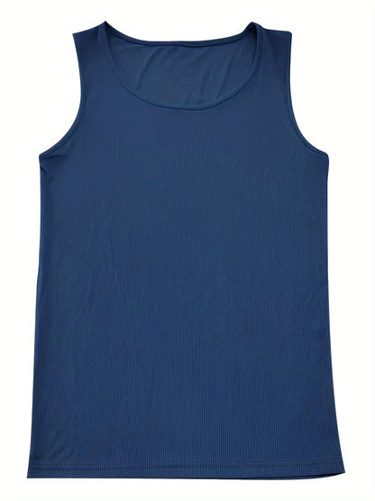 Herre tanktop i bomuldsmix med ribstruktur til sommer