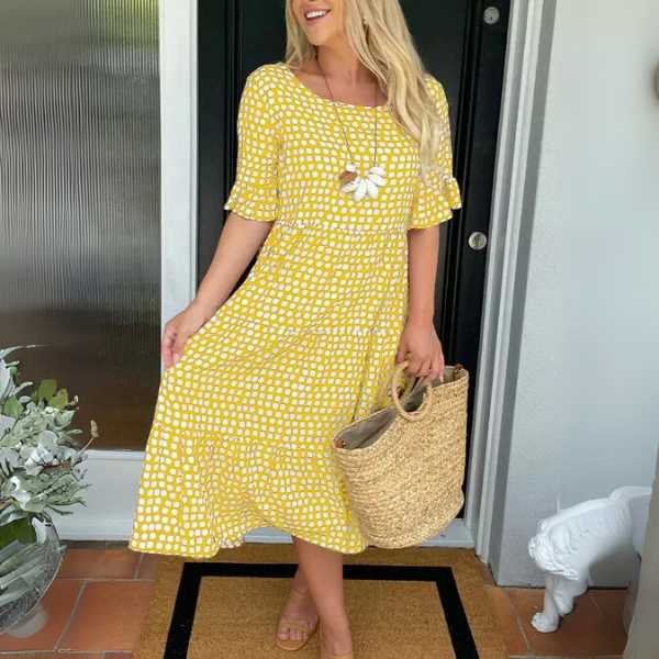 Damen Freizeit Polka Dot Kleid | Midi