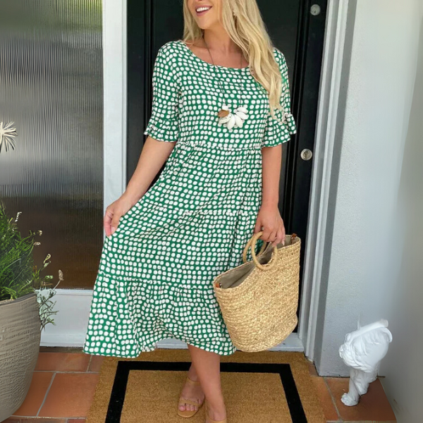 Damen Freizeit Polka Dot Kleid | Midi