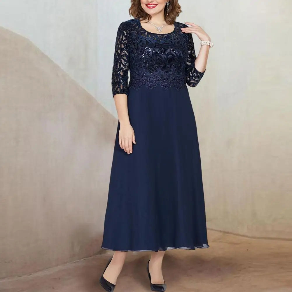 Plus Size Lace Chiffon Dress