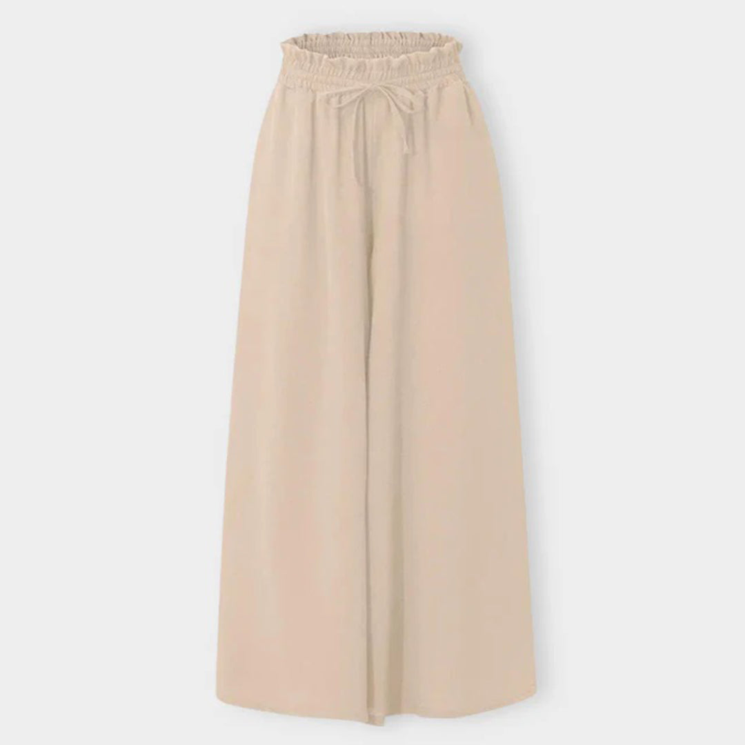 Pantalon Palazzo Large Taille Haute Femme – Pantalon Confortable à Cordon