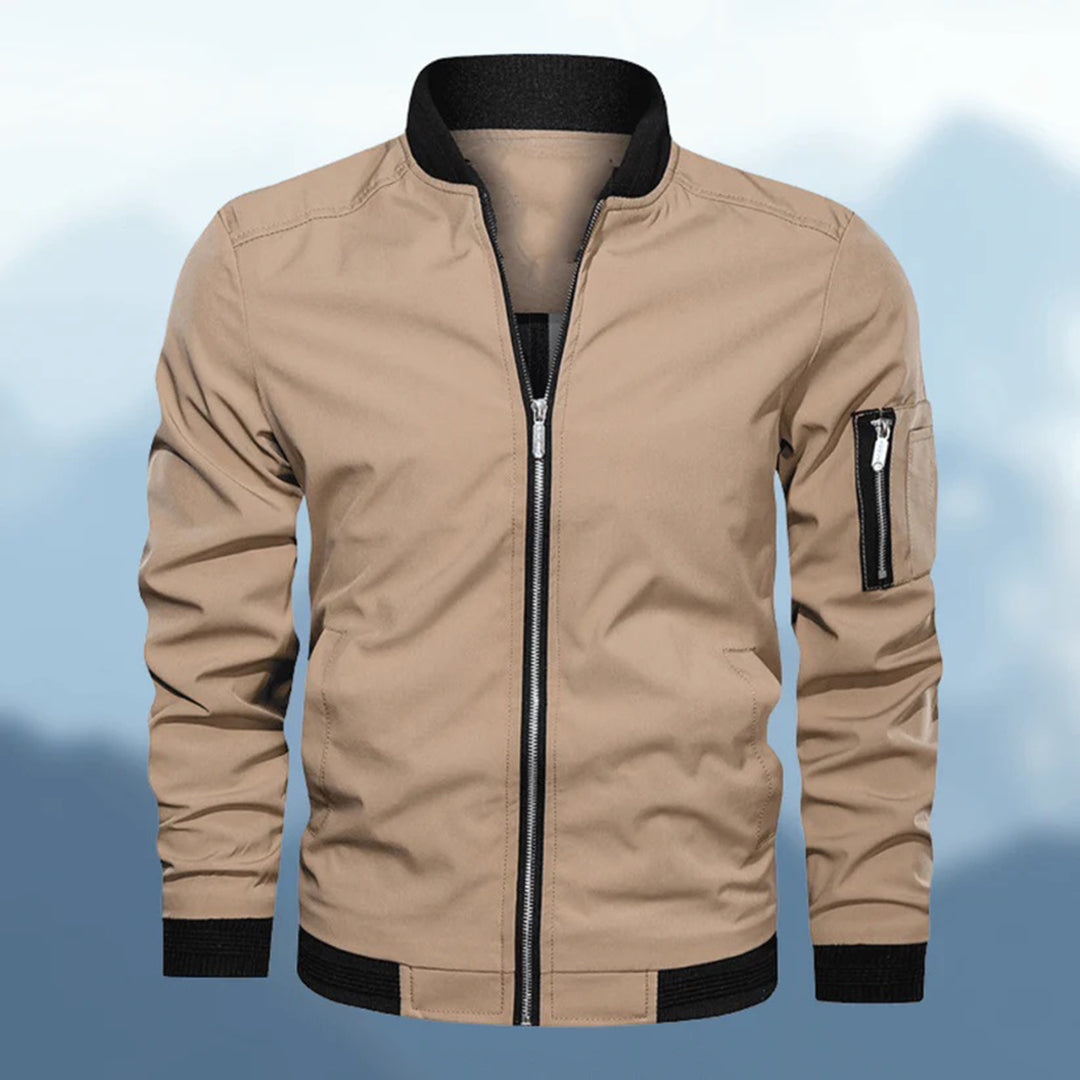 Gray | Trendy slim fit Bomber jacket dla mężczyzn