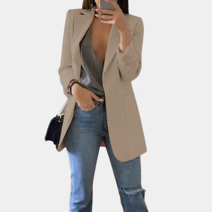 Solivine | Elegante, getailleerde lange blazer voor dames – Chique formeel jasje, zakelijke kantoorjas