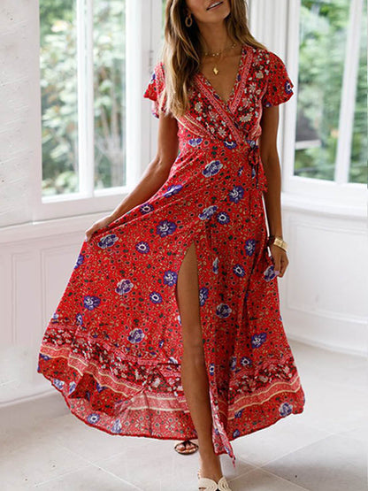 Bella Frauen Maxi-Wickelkleid | 100% Polyester, Bohemian-Stil 1