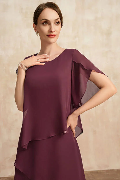 Belle | Women's Floral Dress With Layered Design And Short Sleeves | Elegant