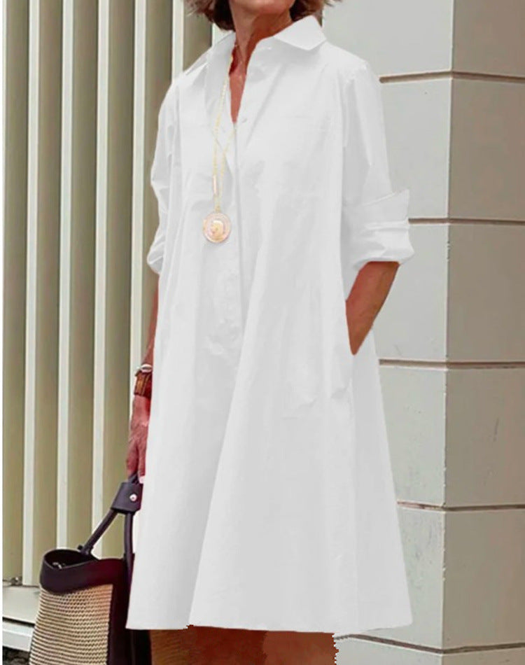 Robe midi décontractée pour femme en coton et lin – Coupe confortable pour tous les jours