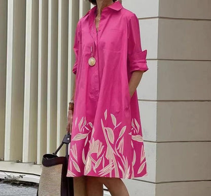 Robe midi décontractée pour femme en coton et lin – Coupe confortable pour tous les jours