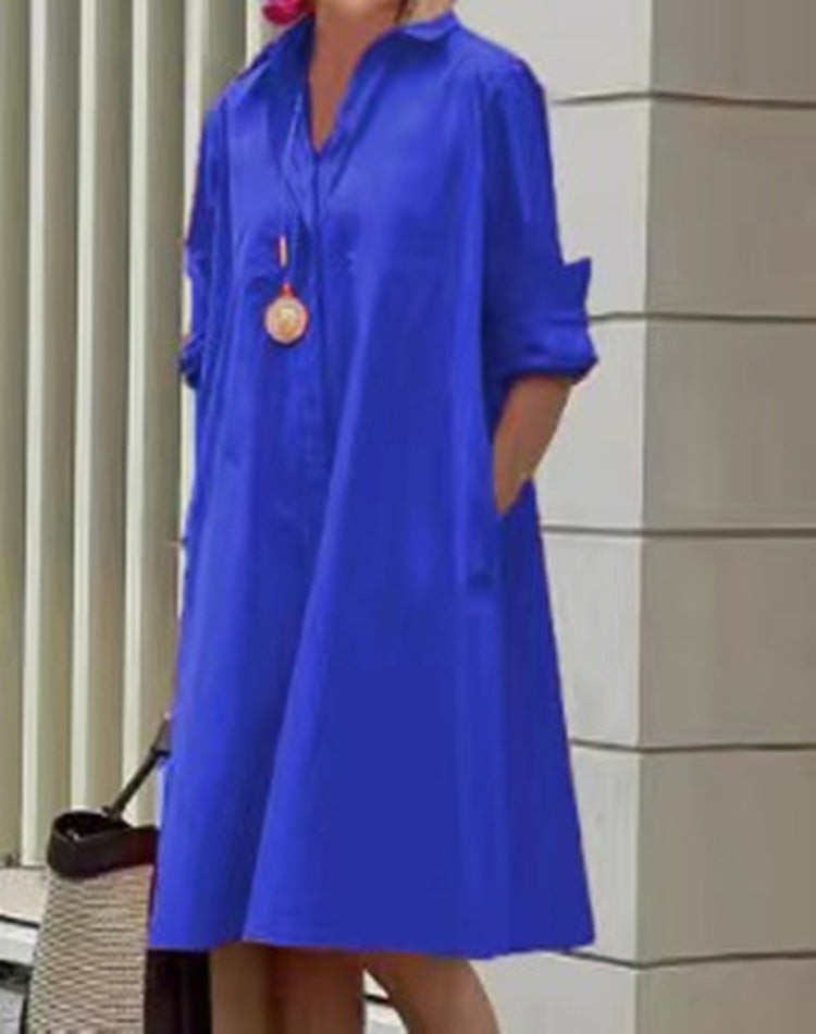 Robe midi décontractée pour femme en coton et lin – Coupe confortable pour tous les jours