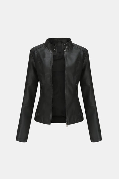Bethany – Tailored Stand-Collar Leather Jacket for Women