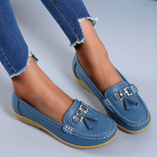 Dames Leren Instappers met Comfortabele Pasvorm en Tijdloze Elegante Stijl