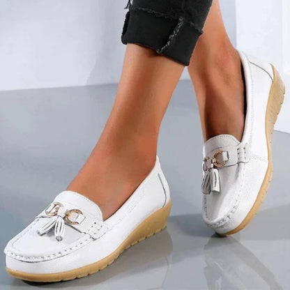 Dames Leren Instappers met Comfortabele Pasvorm en Tijdloze Elegante Stijl