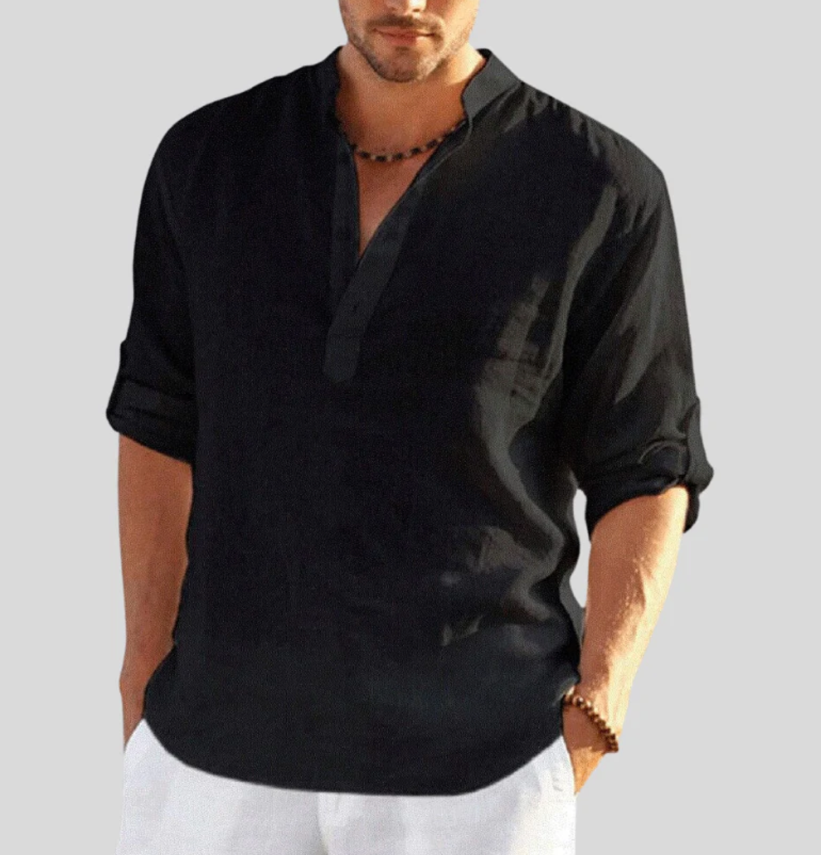 Carson | Men casual Button Placket z długim rękawem koszula