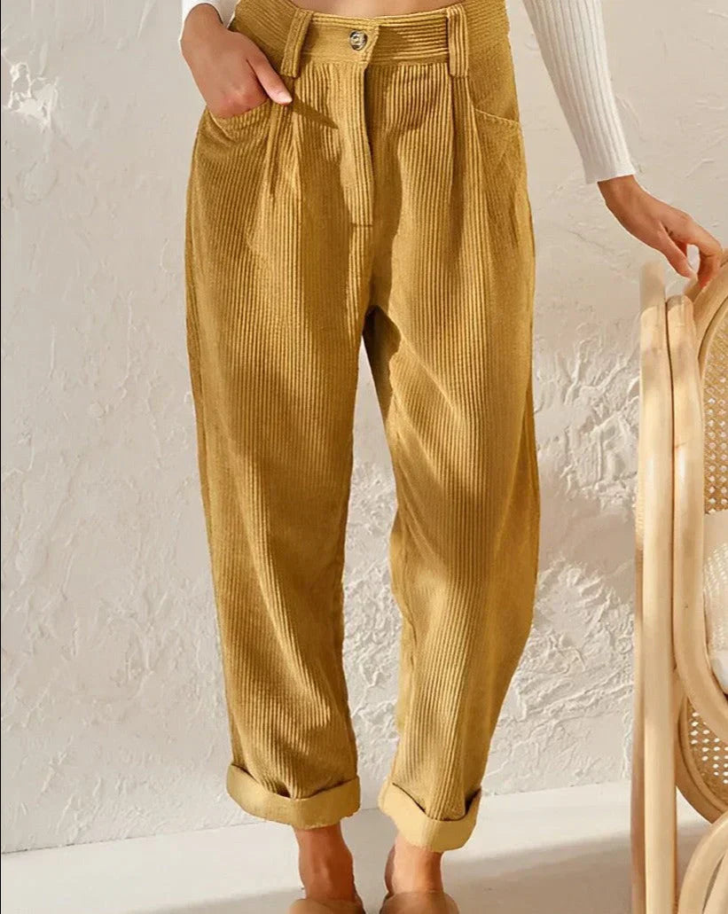 Pantalon droit taille haute pour femme