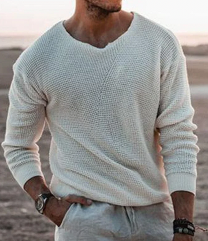 Men’s Elegant Knit Jumper – Soft Cotton Sweater Comfortable Stylish Casual Everyday Modern Spring Layer