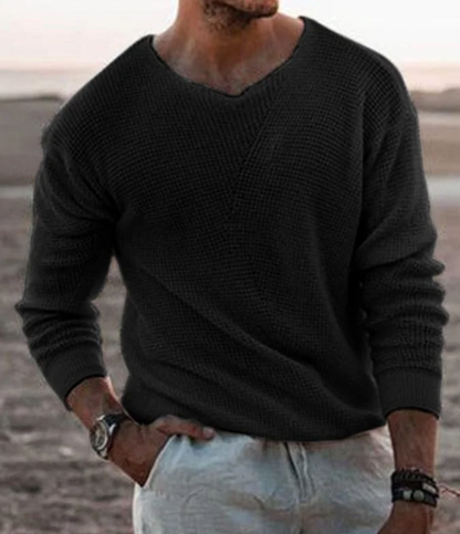 Men’s Elegant Knit Jumper – Soft Cotton Sweater Comfortable Stylish Casual Everyday Modern Spring Layer