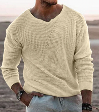 Men’s Elegant Knit Jumper – Soft Cotton Sweater Comfortable Stylish Casual Everyday Modern Spring Layer