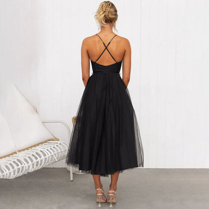 Damen Spaghettiträger Kleid | Midi