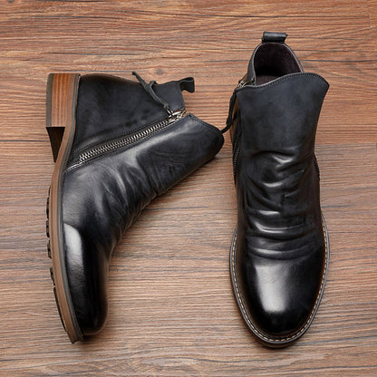 Daniel | Leather Side Zip Ankle Boots