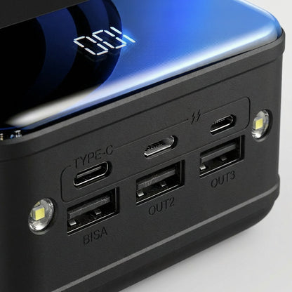 Black High-Capacity Power Bank Detail Close-Up - USB Port Hardware Construction - Jurni