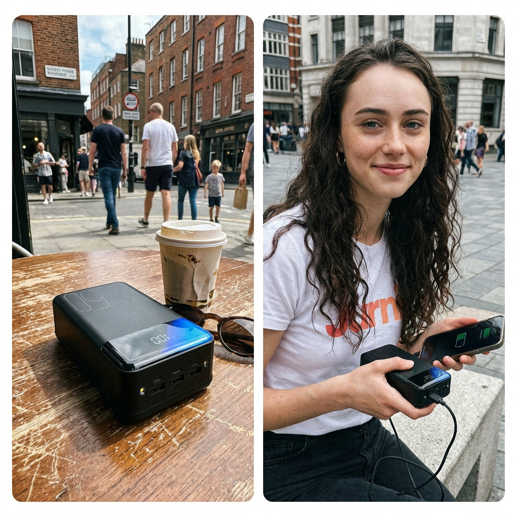 High-Capacity Power Bank With Built-In LED Lights Lifestyle - Urban City Charging - Jurni
