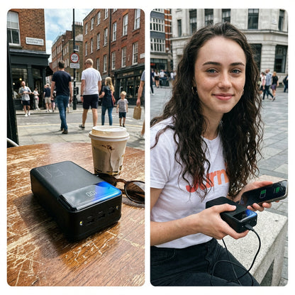 High-Capacity Power Bank With Built-In LED Lights Lifestyle - Urban City Charging - Jurni